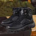 Stivali da combattimento neri da uomo in pelle opaca e inserti in nylon tattico durevole - EU 39 / Nero