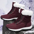 Botas de nieve color burdeos para mujer con forro de pelo sintético y cordones - EU 38 / Granate