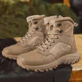 Stivali combat in pelle kaki con cerniera laterale e suola in gomma antiscivolo - EU 39 / Colore sabbia