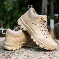 Khaki outdoor hiking shoes in water-resistant leather with non-slip sole and tactical style - EU 39 / Sand