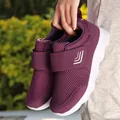 Atmungsaktive Damen-Walking-Schuhe in Dunkelviolett mit verstellbarem Klettverschluss - EU 36 / Lila