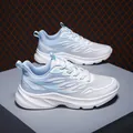 Light blue breathable mesh running shoes for women with soft sole and gradient design - EU 35 / White Blue