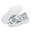 Kids slip-on mesh walking shoes in blue and white camouflage with velcro strap - EU 36 / Blue