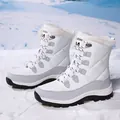 White high-top winter snow boots with warm faux fur lining and non-slip rubber soles - EU 36 / White