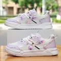 Zapatillas running chunky para mujer en malla blanca y lila con textura mármol - EU 36 / Rosa