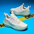 Beige and mint green breathable running shoes for couples with thick cushioned sole - EU 39 / Sunset Green