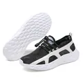 Women's low-top outdoor shoes in black and white mesh with adjustable cord laces - EU 35 / Black