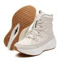 Winter off-white fleece snow boots with drawstring closure and anti-slip rubber soles - EU 36 / Beige
