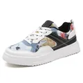 Sneaker platform alla moda con suola spessa, design multicolore e suola in gomma antiscivolo - 36 / Fantasia (Scarpe Basse)