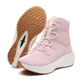 Pink high-top winter snow boots with quilted fabric and thick rubber traction sole - EU 36 / Pink