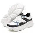 Sneaker platform con design color-block bianco nero e blu con inserti in mesh traspirante - 36 / Bianco Nero (Scarpe Dad)