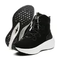 Women's black and white high-top snow boots with quilted texture and warm fleece lining - EU 38 / Black