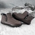 Deep brown winter snow boots with quilted fabric, warm faux fur lining and side zipper - EU 36 / Gray