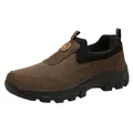 Men's brown slip-on outdoor walking shoes with slip-resistant thick rubber soles - EU 38 / Brown