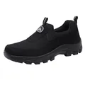 Men's fashion slip-on casual sneakers with breathable fabric and non-slip rubber sole - EU 38 / Black