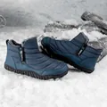 Waterproof navy blue winter boots with warm grey faux fur lining and side zippers - EU 36 / Dark Blue