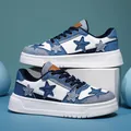 Baskets à plateforme pour femmes en denim bleu avec motif d'étoiles tendance - EU 35 / Noir