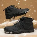 All-black waterproof winter boots with high-top faux fur lining and non-slip soles - EU 36 / Black