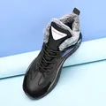 Men's black winter sneaker featuring warm grey faux fur lining and leather panels - 39 / Black Fleece Lined