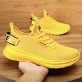 Bright yellow breathable mesh running shoe with thick EVA sole and side brand logo - EU 40 / Yellow