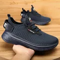Men's dark blue breathable knit running shoe with lightweight shock-absorbing sole - EU 40 / Dark Blue