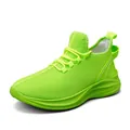 Chaussures de course respirantes en mesh vert fluo avec semelle épaisse pour hommes - 40 / Vert