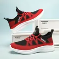 Atmungsaktive rot-schwarze Strick-Sneaker mit dicker weißer Anti-Rutsch-Sohle - EU 40 / Rot