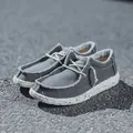 Men's dark grey canvas loafers with distressed edges and lightweight speckled soles - EU 39 / Gray