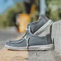 Men's dark grey canvas loafers with white soles and distressed raw edge details - EU 39 / Gray