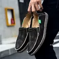 Men's black mesh loafers with green 'FASHION' label and breathable casual canvas design - EU 39 / Black