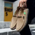 Mocasines de lona caqui para hombre con agujeros transpirables y suela de goma duradera - Albaricoque
