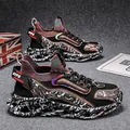Men's high-top sneaker with rainbow knit collar and black marble patterned sole - EU 39 / Black