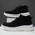 Schwarze Herren-Sneaker aus Fly-Knit mit dicker weißer Sohle im modischen Socken-Design - EU 39 / Schwarz Weiß