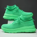 Atmungsaktive Herren-Socken-Sneaker aus Fly-Knit in Neongrün mit dicker Schaumstoffsohle - EU 39 / Grün