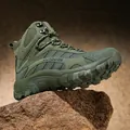 Army green tactical boots with high-top suede fabric and thick non-slip rubber soles - EU 39 / Army Green