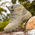 Men's khaki high-top hiking boots with rugged anti-slip soles for outdoor activities - EU 39 / Khaki