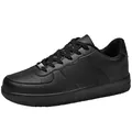 Classic black leather casual sneakers with breathable toe and thick sole design - EU 35 / Black