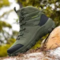 Olive green high-top outdoor hiking boot with nubuck leather and thick textile panels - EU 39 / Army Green