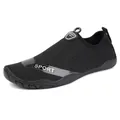 Black quick-dry water shoes for men and women featuring breathable mesh and non-slip rubber soles - 35 / Black