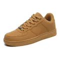 Classic low-top tan brown sneakers in faux suede with breathable toe and thick sole - EU 35 / Brown