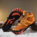 Winter high-top hiking boots in bright yellow with thick warm fleece lining and non-slip soles - EU 36 / Yellow
