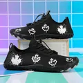 Black barefoot water shoes with white maple leaf pattern and elastic drawstring laces - 35 / Black