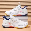 White professional badminton shoes with rotating buckle closure for men and women - EU 36 / White Blue
