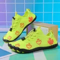 Neon green water shoes with orange leaf patterns and quick-toggle elastic laces - 35 / Fluorescent Green