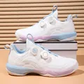 White athletic shoes with pink gradient accents and dual rotary dial lacing system - EU 36 / White Moon