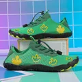 Green mesh water shoes with yellow leaf pattern and non-slip rubber soles - 35 / Grass Green