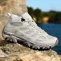 Light gray high-top outdoor hiking shoes with durable anti-slip rubber soles for camping - EU 36 / Gray