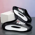 Thick sole black and white sports slippers featuring SUP logo and breathable side cutouts - 38-39 / Black
