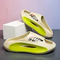 Beige thick-sole slide sandals with neon green accents and SUP logo detail - 38-39 / Yellow