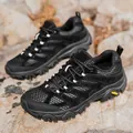 Zwarte wandelschoenen voor heren met ademend mesh en een dikke, stevige outdoor zool - EU 36 / Zwart